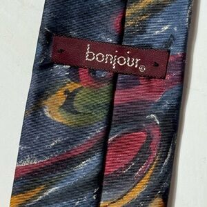 Vintage Bonjour 100% Silk‎ Abstract Swirl Tie – 1980s Statement Piece